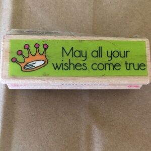 vtg May all your wishes come true Rubber Stamp
